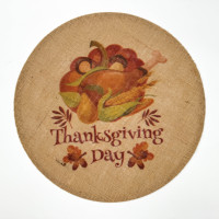 Napperon rond de récolte d'automne pour Thanksgiving, motif citrouille et maïs en toile de jute, résistant à la chaleur, antidérapant, lavable, pour la décoration de table à manger