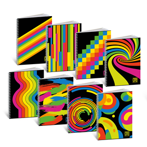 Carnet spirale monocolore noir et fluo, 60 feuilles A4 + lignes assorties - Product Image 1