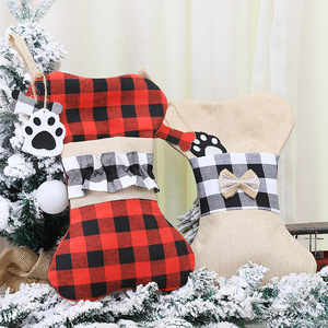 Chaussettes de Noël pour animaux de compagnie 40*25cm, décorations suspendues pour <span class=keywords><strong>sapin</strong></span> de Noël, chaussettes en forme d'os pour chiens, sac cadeau de Noël pour animaux de compagnie - Product Image 3