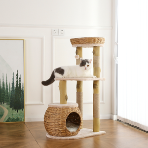 <span class=keywords><strong>Arbre</strong></span> <span class=keywords><strong>à</strong></span> <span class=keywords><strong>chat</strong></span> écologique avec griffoir, condo en résine, bois de poirier, jute et corde de jute pour chats adultes - Product Image 3