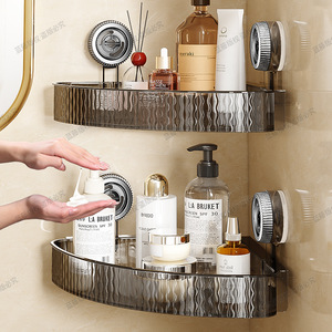 Blue Vine Bathroom Corner Suction Shelf Triangular Wall Mounted Storage Rack With Drainage For Shower Gel Organizer - Product Image 4