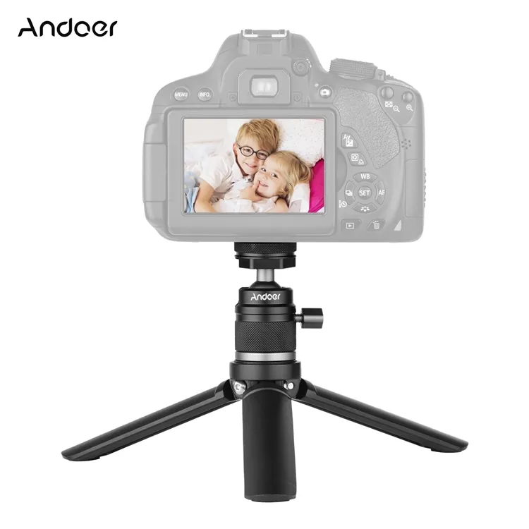Andoer Mini Cold Shoe Ball Head Camera Tripod Stand for DSLR SLR Action Camera Flash Light Phone Holder