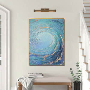 <span class=keywords><strong>Peinture</strong></span> abstraite moderne faite à <span class=keywords><strong>la</strong></span> main sur les vagues de <span class=keywords><strong>la</strong></span> mer <span class=keywords><strong>grande</strong></span> taille acrylique bleu paysage marin Art usine toile originale pour hôtel maison suspendue - Product Image 2