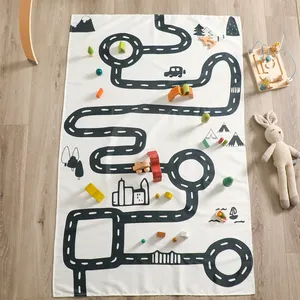 Jeu de Puzzle Montessori avec tapis de jeu de circulation au sol en toile pour enfants