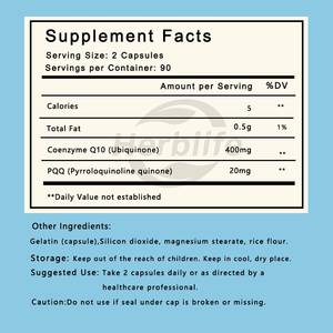 Fabricante de Suplementos para la Salud del Corazón y Antioxidantes, Cápsulas de CoQ10 con PQQ, Marca Privada OEM ODM - Product Image 2