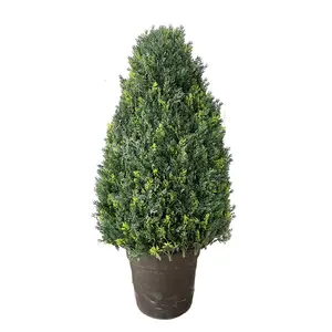 Of home Artificial plants Greenery UV protection Cedar Cone shaped Trees topiary with pot