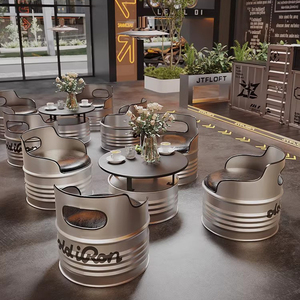 طقم طاولة وكرسي معدني على الطراز الاحترافي الصناعي أريكة لتناول الطعام في صالة الألعاب الرياضية كشك التفاوض التجاري أثاث فني حديدي - Product Image 1