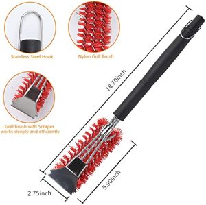 Cepillo y Raspador de Nylon Seguro de 18 Pulgadas 3 en 1 para Parrilla, Herramienta de Limpieza de Carbón para Barbacoa sin Cerdas para Superficies de Parrilla, Duradero para Exteriores - Product Image 2