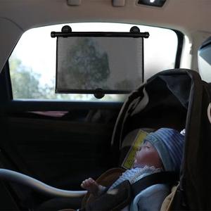Lot de 2 pare-<span class=keywords><strong>soleil</strong></span> rétractables en PVC noir universels pour vitres arrière de voiture avec option de logo personnalisé pour enfants - Product Image 2