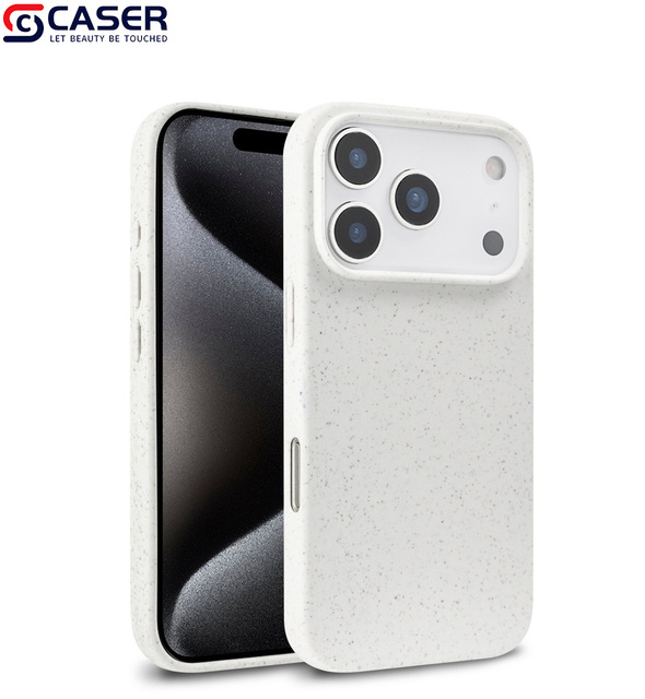 Eco-Friendly Biodegradable Wheat Straw Phone Cover Shockproof Natural Grain Texture Solid Color Cover for iPhone 17/16 Pro Max