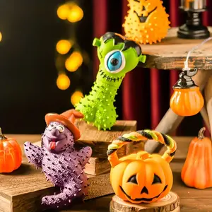 Sıcak satış cadılar bayramı <span class=keywords><strong>Pet</strong></span> oyuncak sürdürülebilir lateks gıcırtılı kabak yarasa şekilli köpek oyuncak Featuring için sahip halat malzeme - Product Image 6
