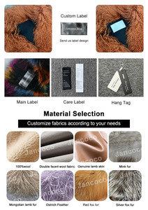 Jancoco Wholesale Custom Cropped Knitwear Pullover Luxury Knitted Wool <strong>Sweater</strong> Women with Real Fluffy Mongolian Fur Collar Cuffs - Product Image 6