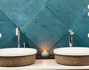 Lavabos Modernos Ovalados de Piedra Volcánica con Acabado Glaseado, Grifos con Desagüe, Lavamanos Ecológico de un Solo Orificio, Fácil de Limpiar, para Uso en Hoteles - Product Image 4