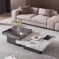 Ensemble de tables basses en pierre de luxe minimaliste italien, design simple et créatif, pour salon, forme carrée, haut de gamme