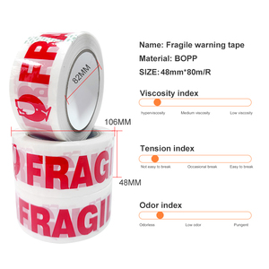 48 Mét * 80M Bopp in carton niêm phong đóng gói Băng duy nhất hai mặt mong manh cảnh báo băng an ninh con dấu băng cho Carton Đóng Gói - Product Image 5