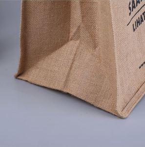 Bolsa de Yute Ecológica con Logotipo Personalizado, Bolsa de Playa Reutilizable de Arpillera Laminada, Bolsas de Compras de Hesse con Patrón de Letras Impresas en Serigrafía - Product Image 4