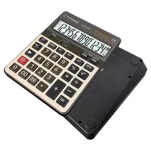 Promotionele Zakelijke Calculator Fabriek Kleurrijke 14 Cijfers Zachte Toetsen Groot Formaat Lcd-Display Desktop Kantoor Aangepaste Rekenmachine