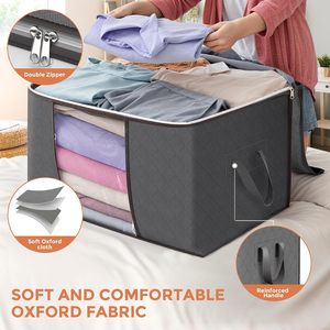 90L Foldable <b>Large</b> <b>Storage</b> <b>Bags</b> with Zipper Closure 6 Pack Minimalist Design Clothes <b>Storage</b> Bins & Closet Organizers - Product Image 4