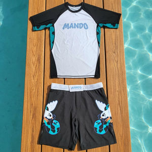 New Custom Slim Fit Quick Dry Men's Rashguard+<b>Shorts</b> Set for MMA Fight Wear for Jiu Jitsu & <b>Grappling</b> - Product Image 2