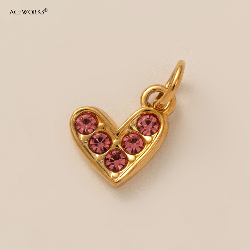 Pendentif Mini coeur zircon-Doré-rose