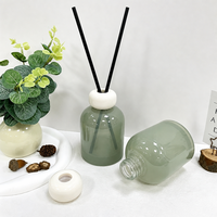 Flacon diffuseur de parfum en verre dépoli vert de luxe, vide, pour huiles essentielles, décoration d'intérieur, avec bouchon