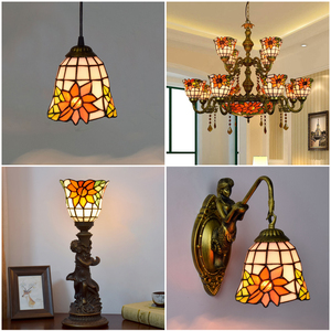 Tiffany kính màu hướng dương Chụp đèn màu cam đèn bàn đèn sàn mặt dây treo đèn chandeliver thay thế chụp đèn - Product Image 2