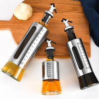 Dispenser Minyak & Cuka Kaca 2-in-1 Perak yang Dapat Digunakan Kembali, Silindris Modern untuk Dapur dengan Desain Aman untuk Mesin Cuci Piring