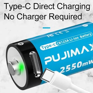 PUJIMAX 3.7v ליתיום cr123a סוללה 2550mwh 1pcs usb c ליתיום יון סוללה 16340 cr123a נטענת סוללה מטען עם כבל - Product Image 4