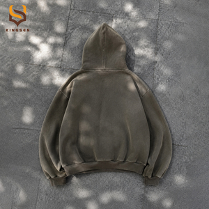Custom Men's Vintage Streetwear Hoodies Heavyweight 100% Cotton French Terry Sun Faded Distressed Acid Wash Oversized Hoodie - Product Image 2