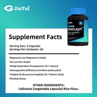 Capsules Shilajit Plus, origine himalayenne, extrait d'acide fulvique 10:1, capsules personnalisables OEM, riches en oligo-éléments.