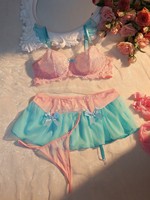 Ensemble de lingerie sexy en dentelle taille plus 1XL-4XL, soutien-gorge rose, culotte, jupe tutu, bas résille, vêtements de nuit romantiques pour femmes