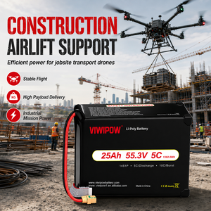 Batterie de drone rechargeable Li-ion VIWIPOW 25Ah 55.3V semi-solide à haute densité énergétique, batterie de drone haute performance - Product Image 5