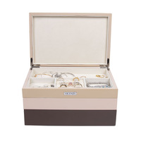 Boîte de rangement à bijoux en bois à double couche, boîte organisatrice de bijoux de luxe multi-compartiments pour bagues, colliers, bracelets