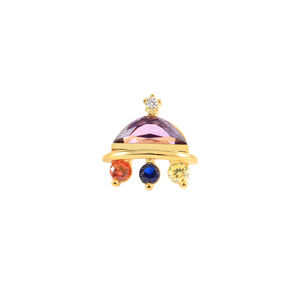 ROXI Boucles d'oreilles clous piercing mignonnes en argent, motif astronaute, créature marine et vaisseau spatial, avec diamants colorés - Product Image 2