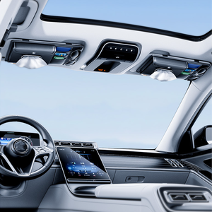 منظم سيارة جلدي متعدد الجيوب منظم عالمي للسيارة واقي شمس مع حامل نظارات شمسية صندوق مناديل - Product Image 3