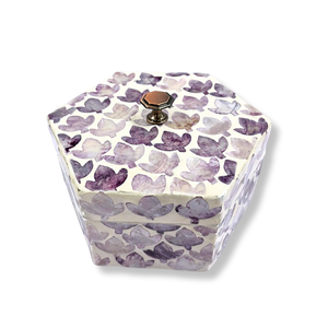 Handmade Vintage MDF Capiz Inlay Storage Box Set Hexagon Brown Floral Pattern for Home Kitchen Use Wooden & Bamboo <b>Boxes</b> - Product Image 2