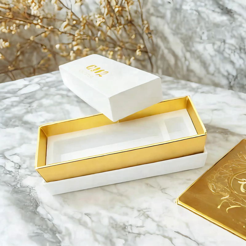 Custom Luxury White Paperboard Box Gold
