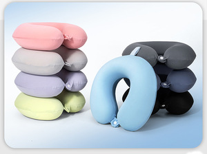 Oreiller de voyage et de sieste portable pour voiture, en mousse à mémoire de forme en forme de U, en soie glacée, rafraîchissant et respirant, idéal pour l'été, cadeau - Product Image 2