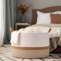 Paniers de rangement pliables en corde de coton tressée, grande capacité, style moderne, écologiques et durables, pour salon et buanderie
