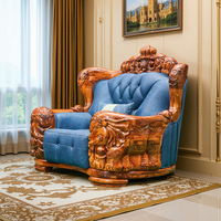 Canapé monoplace en bois massif Wujin de style européen avec revêtement en cuir de vachette de première qualité pour salon et grand appartement