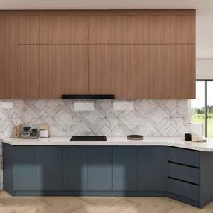 Ensemble de meubles de cuisine modernes à double couleur avec robinet et évier, couleur personnalisée, fabriqué en Chine, meubles de cuisine sans poignée - Product Image 2