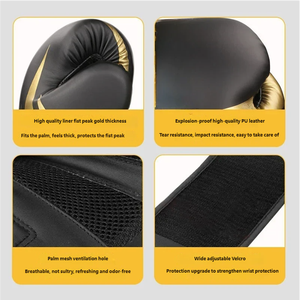Gants de boxe imprimés en PU Pengle pour le <span class=keywords><strong>sparring</strong></span> et l'entraînement, gants unisexes pour adultes, personnalisables - Product Image 5