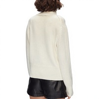 Pull en cachemire mélangé à la laine mérinos pour femme, col roulé, manches tombantes, ourlet et poignets côtelés, tricoté sur mesure, confortable