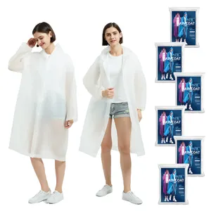 Custom Logo Print Biodegradable Package White Rain Poncho Rain Coat Waterproof Transparent Raincoat