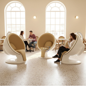 Chaise en fibre de verre en forme de tasse à café pour l'intérieur d'un café, style moderne minimaliste, siège souple en FRP. - Product Image 4