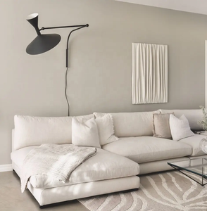 ATUNUS Ensemble de meubles de salon nordique luxueux et moelleux, canapé blanc en tissu en forme de U, modulaire - Product Image 1