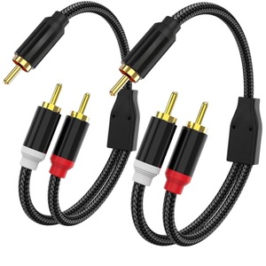 Yüksek Kaliteli Evrensel Stereo Ses 3.5mm - Dişi Jak - 2RCA Kulaklık Bölücü, Örgülü Korumalı Kablo, Video Ses Kablosu - Product Image 1