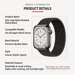 สายนาฬิกาไนลอนแบบแห้งเร็วสำหรับ <span class=keywords><strong>Apple</strong></span> <span class=keywords><strong>Watch</strong></span> Series 9 8 7 45 มม. 41 มม. SE 44 มม. 40 มม. สายรัดแบบถักที่ระบายอากาศได้ดีสำหรับ IWatch สำหรับการวิ่ง - Product Image 3