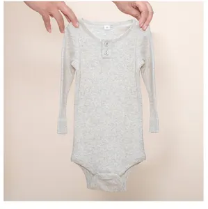 Unisex eco friendly combed ribbed cotton slim fit baby long sleeve bodysuit pj rompers