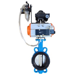 Vanne papillon pneumatique Longyao Shuangyong D671X-16Q 24V 220V à fixation par collier, joint souple, revêtement EPDM, contrôle eau, air, huile - Product Image 1